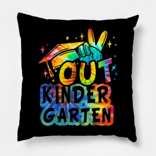 Peace Out Kindergarten Graduate Last Day Of School Tie Dye Pillow