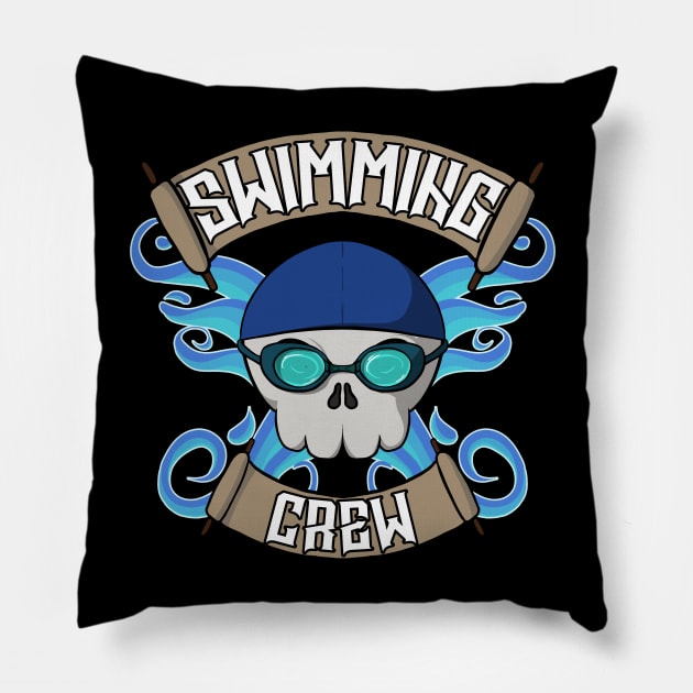 Swimming crew Jolly Roger pirate flag Pillow by RampArt