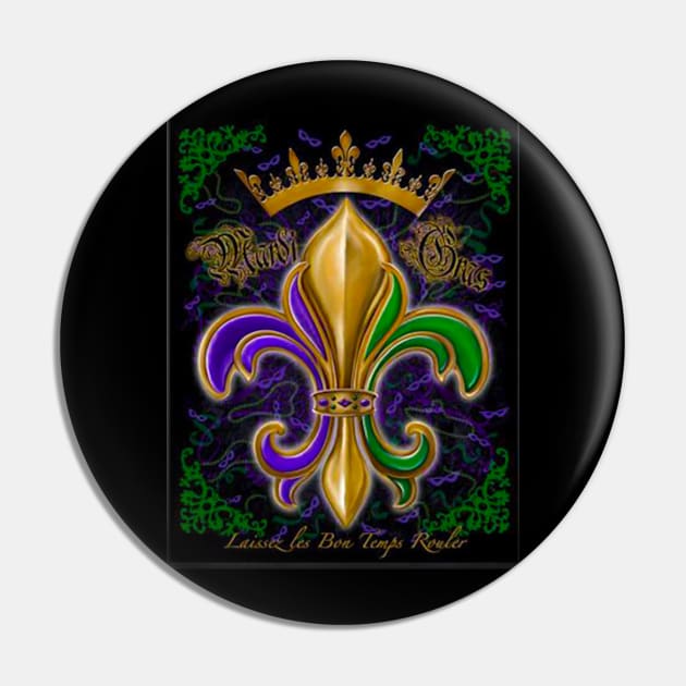 Mardi Gras Fleur de lis Pin by Michael Hunt Studio