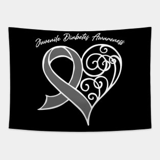 Juvenile Diabetes Awareness Heart Ribbon Gift Valentines Day - In This Family Nobody Fights Alone Tapestry