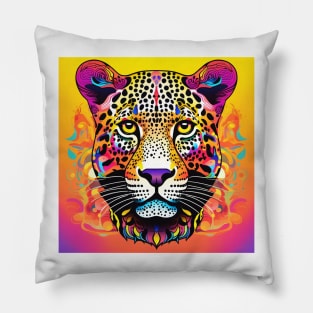 Psychedelic Leopard Head Print Pillow