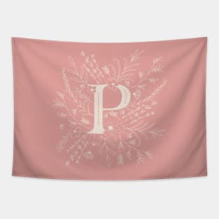 Botanical Letter P (Hibiscus Pink) Tapestry