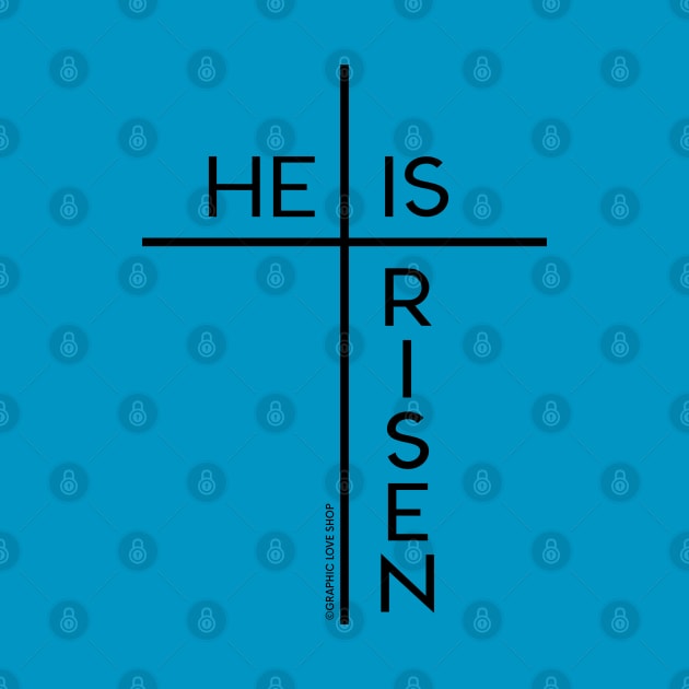 Modern He is Risen Cross, Black © GraphicLoveShop by GraphicLoveShop