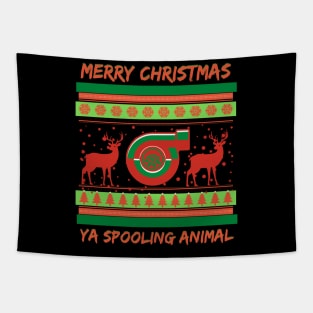 Merry Christmas Ya Spooling Animal Tapestry