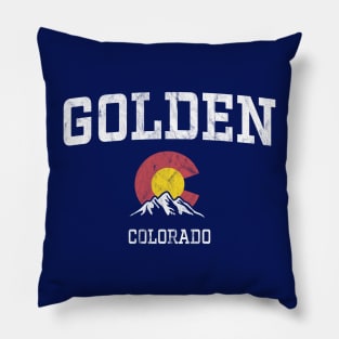 Golden Colorado CO Vintage Athletic Mountains Pillow