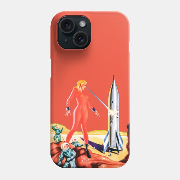 Retro Astronaut Girl Space The Cosmic Destroyer Blonde Science Fiction Imaginative Tales Vintage Comics 1957 Phone Case by REVISTANGO