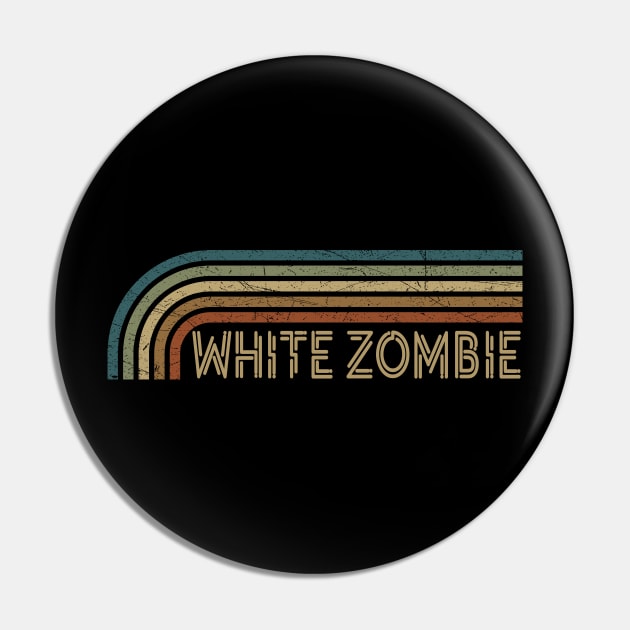 White Zombie Retro Stripes Pin by paintallday