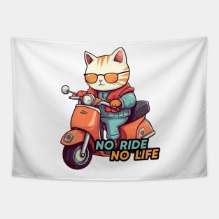 Kawaii cat riding scooter Tapestry