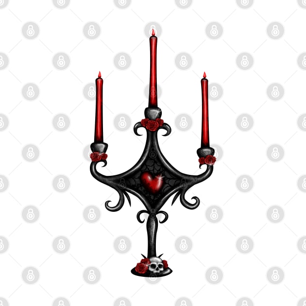 Dark Candlestick with Red Heart by DeneboArt