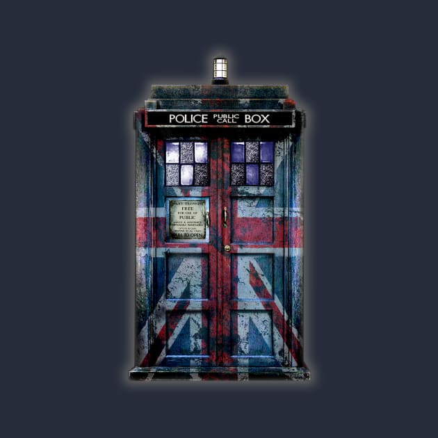 Blue Phone Booth with rustic british flag paint by Dezigner007