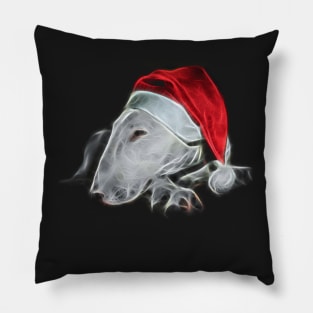 Christmas Bull Terrier Dog in Santa Claus Hat Pillow