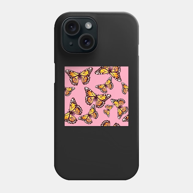 Monarch butterfly with pink Phone Case by FrostedSoSweet