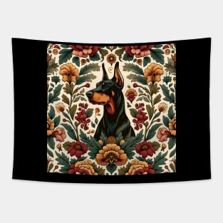 Dobermann in floral design Tapestry