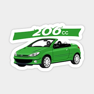 City car 206 cc Coupe Cabriolet france green Magnet