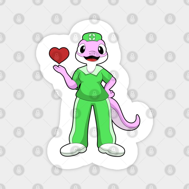 Geko as Nurse with Heart Magnet by Markus Schnabel