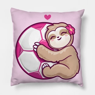 Girls Soccer Pink football Cute Sloth Pillow