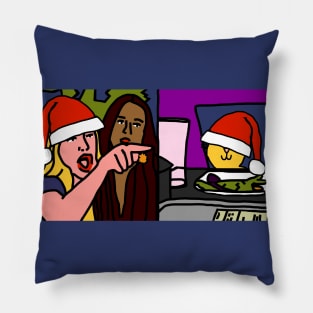 Woman Yelling at Cat Meme Christmas Pillow