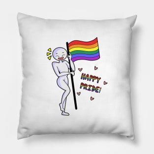 Happy Pride Flag Black Pillow