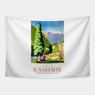 Vintage Travel Poster Visit Kashmir Tapestry