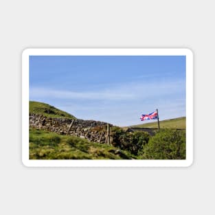 Union Jack Flag flying at Blue John Cavern - Peak District, Derbyshire, UK Magnet