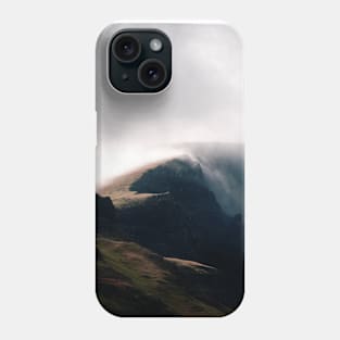 Cloudfall - cloud passes over the Trotternish Ridge on Isle of Skye, Scotland Phone Case