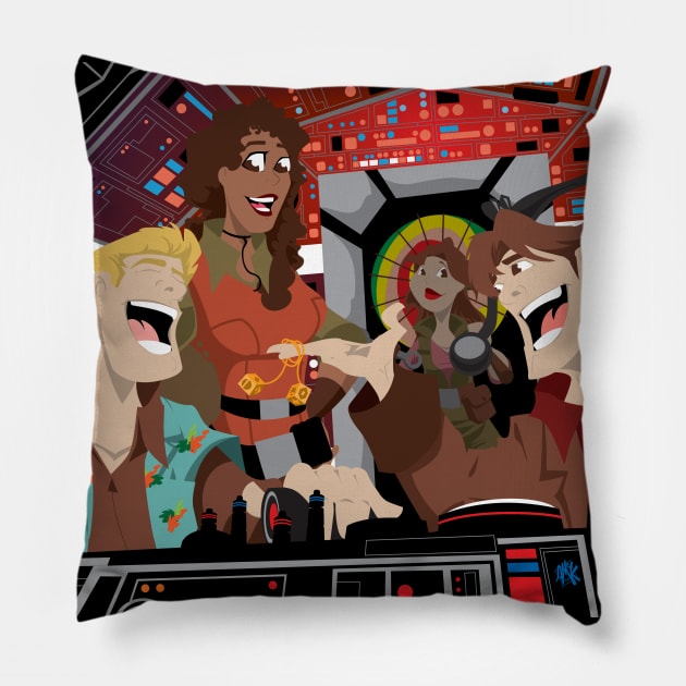 Space Smugglers Mix Up Pillow by CuddleswithCatsArt