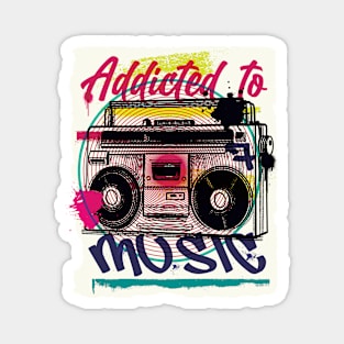 Addicted to Music // Retro Graffiti Style Boombox Magnet