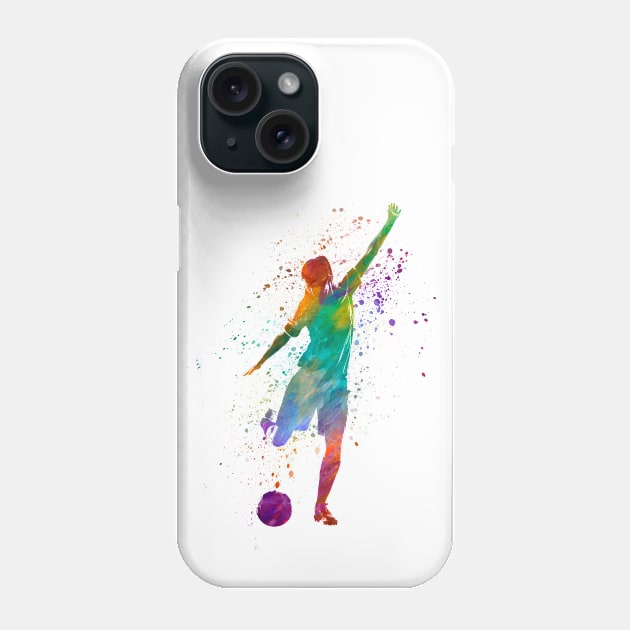 Woman footballer in watercolor Phone Case by PaulrommerArt