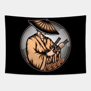 Japanese ronin illustration Tapestry