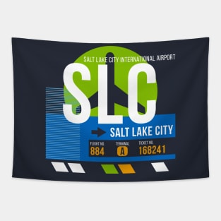 Salt Lake City (SLC) Airport // Retro Sunset Baggage Tag Tapestry