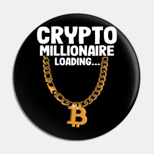 Crypto Millionaire Loading Bitcoin Gold Chain Funny Crypto BTC Gift Pin