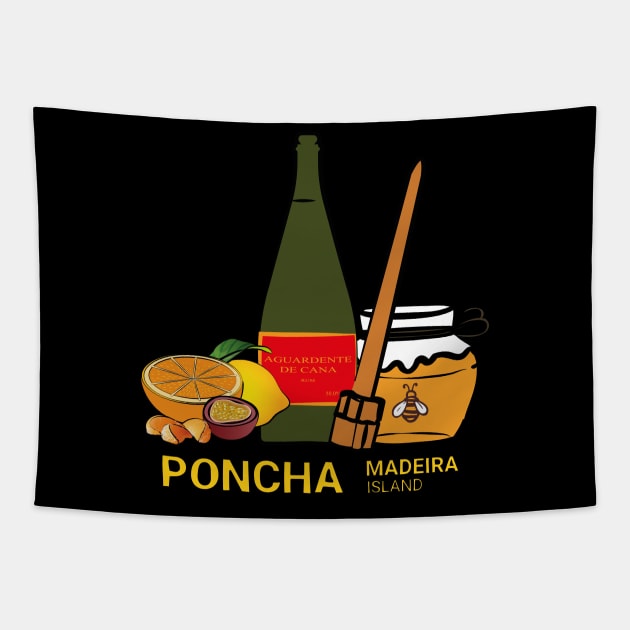 Madeira Island Poncha with fruits, aguardente de cana/rum, honey and traditional stirring stick in colour Tapestry by Donaby