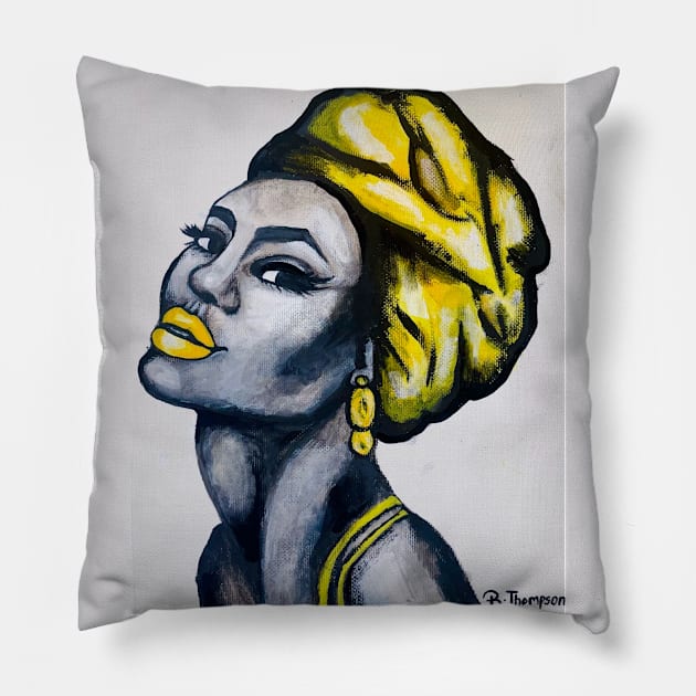 Lady in Yellow Pillow by Rororocker