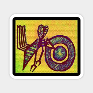 African Contemporary Artwork Painting of The Bee in Yellow and Blue Magnet