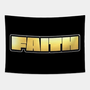 Shiny black and Gold FAITH word ver2 Tapestry