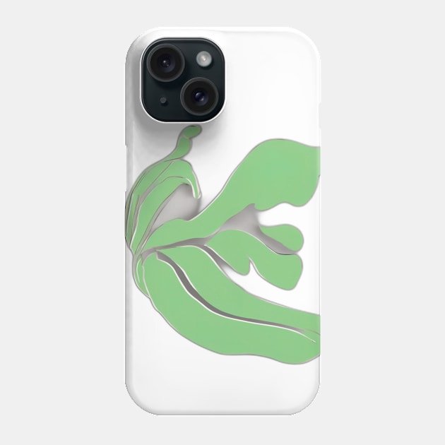 Abstract Green Leaf Art on Black Background No. 639 Phone Case by cornelliusy