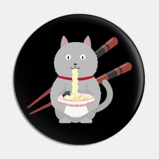 Cat Eating Ramen Pin