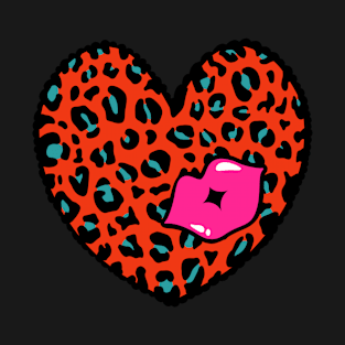 Leopard Heart Kiss, Cheetah Heart, Kiss T-Shirt