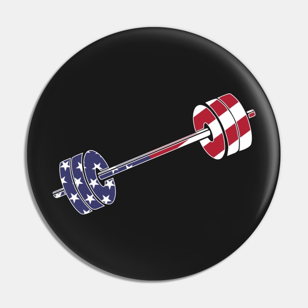 USA flag Barbell Powerlifting Weight Lifting pattern Pin by SusanaDesigns