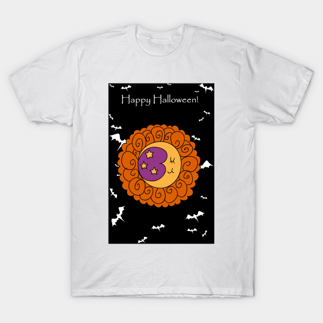 Discover "Happy Halloween" Flower Crescent Moon and stars - Halloween - T-Shirt