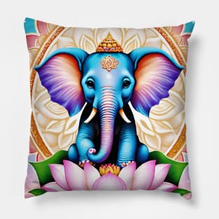 Baby Gannesha elephant on a lotus flower Pillow