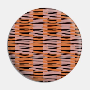 Contemporary Retro Pink Orange and Black Abstract Fibres Pattern Pin