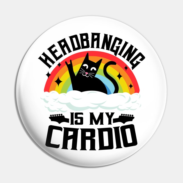 Headbanging Is My Cardio Cat Rainbow Heavy Metal Cats Pin by Kuehni