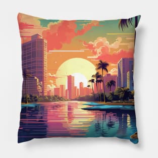 A Pop Art Travel Print of Miami Florida - US Pillow