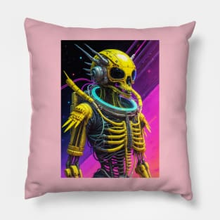 Yellow Skull Guardian in Space Pillow