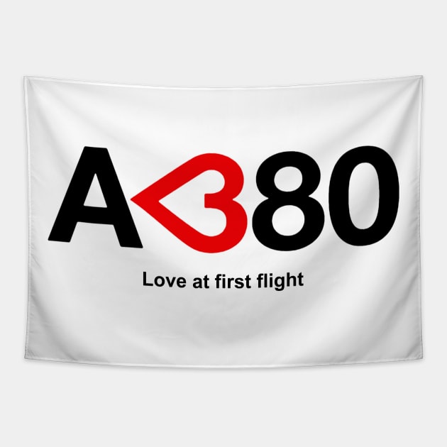 Airbus A380 - Love at First Flight Tapestry by SteveHClark