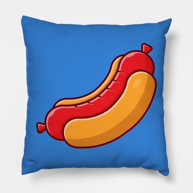 Hotdog Cartoon Vector Icon Illustration (13) Pillow by Catalyst Labs