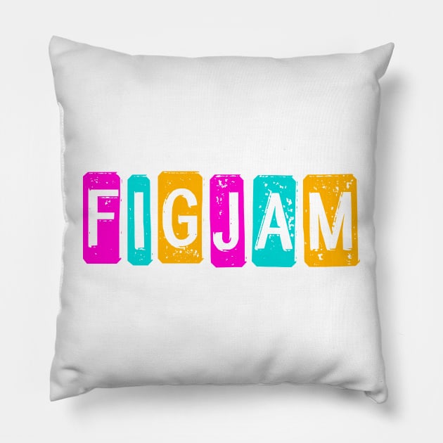 "FIGJAM" in bright neon - Aussie slang FTW (dogtag style cut-out letters) Pillow by PlanetSnark