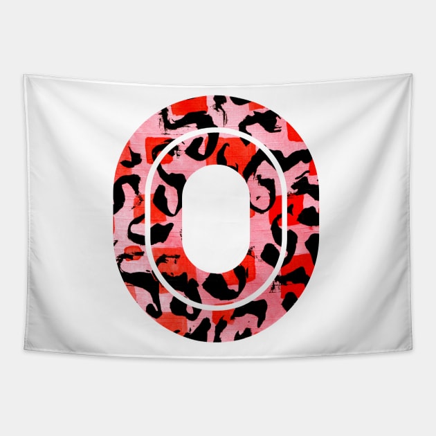 Abstract Letter O Watercolour Leopard Print Alphabet Red Tapestry by Squeeb Creative