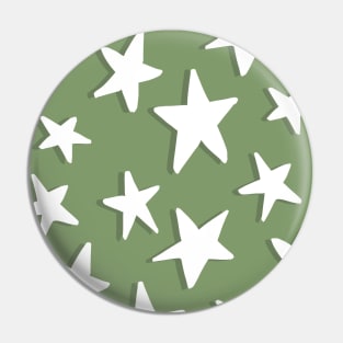 Sage and Olive Green Sketchy Stars Pin